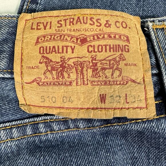 Vtg 90s Levis 510 Button Fly Mens Washed Denim Jeans Sz 32 - Picture 8 of 8
